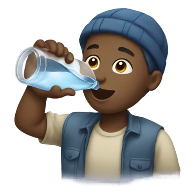 Boy drinking water sticker