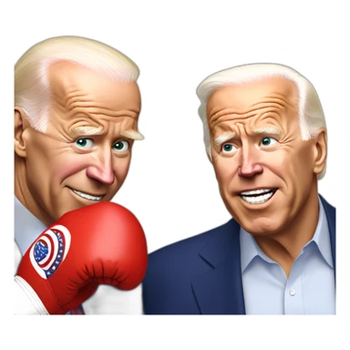 joe Biden boxing with trump sticker