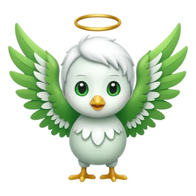 like character, green star that have white wings sticker