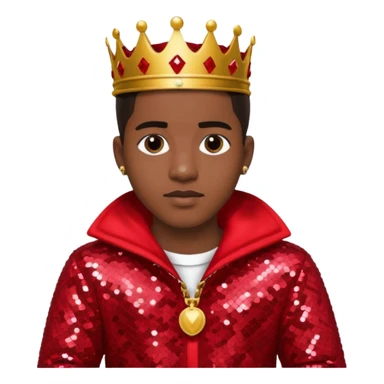 King Combs with dark brown hair, red sequin outfit sticker