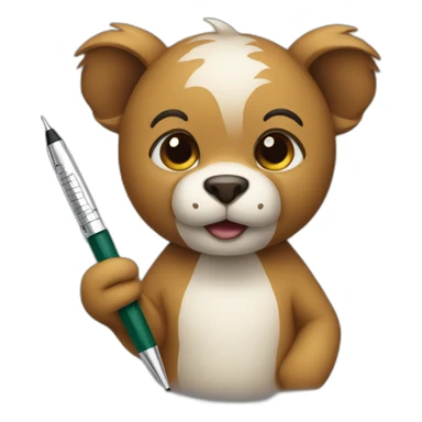 animal holding a pen sticker