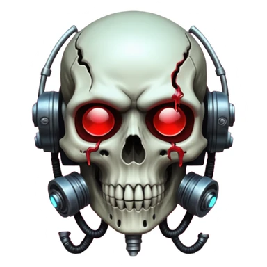 an apocalyptic backdrop in the style.of your bleeding skull art with cyber punk and steam punk ascetics sticker