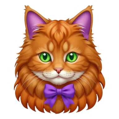 Mainee-coon with purple bow sticker