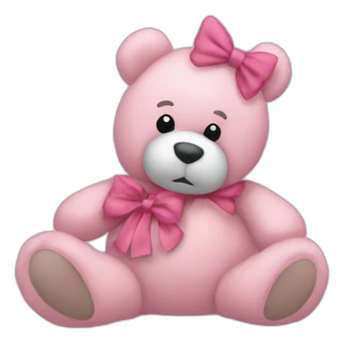 pink bow teddy bear solo sticker