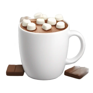 Hot chocolate in white mug with marshmallows  sticker