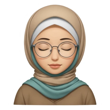 A hijabi girl with glasses, closed eyes, calm sticker
