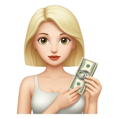 White Women holding money  sticker