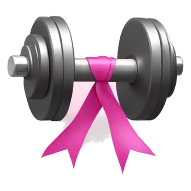 dumbbell with pink ribbon sticker