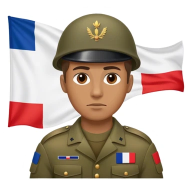 A photorealistic serious soldier with the French flag on his clothes sticker