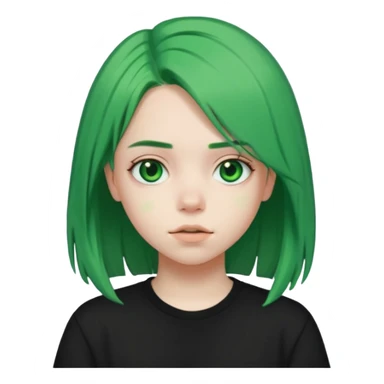A teenager who looks like Billie Eilish when she had green hair sticker
