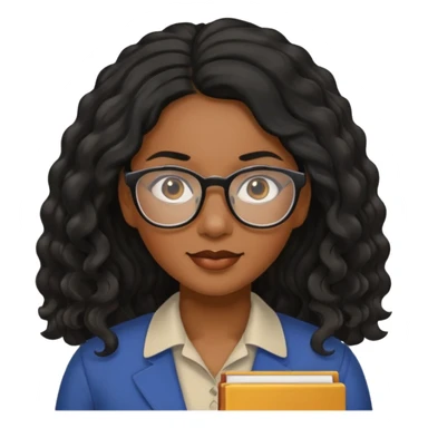 Black women teacher with black long  wavy hair sticker