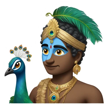 Krishna with peacock feather  sticker