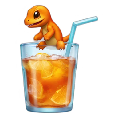 Charmander drink ice tea in a glass sticker
