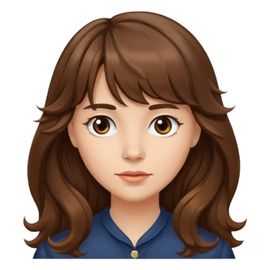 Chica ondulada de cabello castaño largo con flequillo  sticker