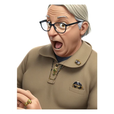 old man with glasses and jewelry sticker