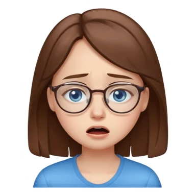 cute brwonhear girl with blue eyes and glasses is  crying sticker