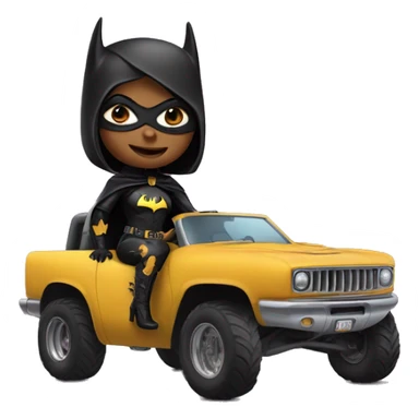 Batgirl in leather, Land yacht monster truck  sticker