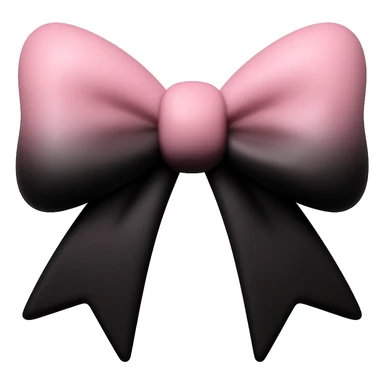 3D emoji style pink bow with gothic effect, pastel pink to black gradient,, remove background sticker