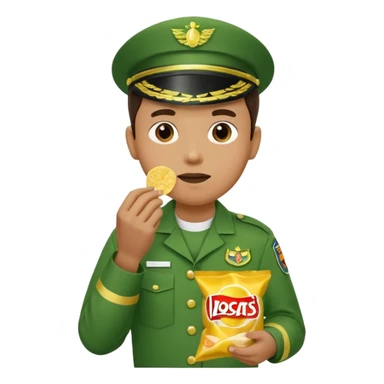 supermarket collegue wearing a green uniform and eating a packet of crisps sticker