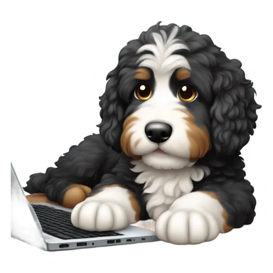 bernedoodle with computer sticker
