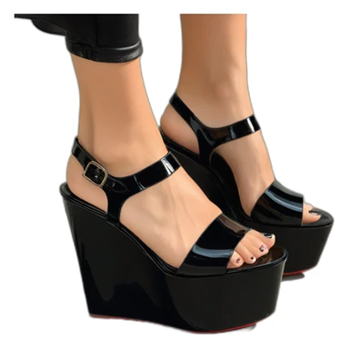 Platform wedges black patent louboutin sandal sticker