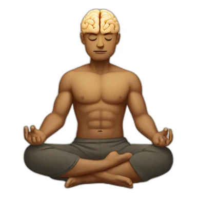 a meditating man with big brain sticker