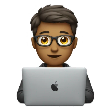 Short haired developer with macbook sticker