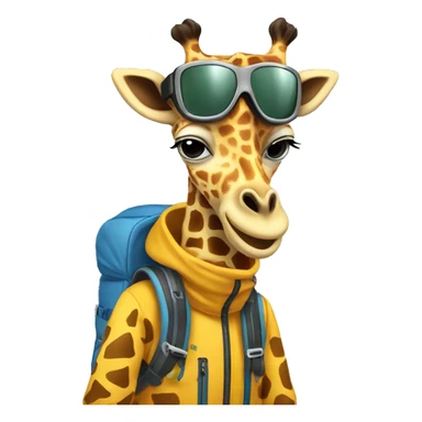 skiing giraffe  sticker