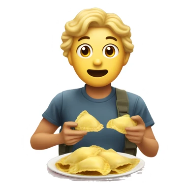 Yummy face eating ravioli sticker