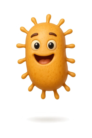 EMOJI STILE IPHONE DI BATTERI INTESTINALI FELICI CHE FLUTTUANO IN ARIA IPERREALISTICO 4K sticker