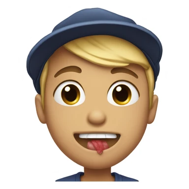 biting lip with snapback hat, blushing  sticker
