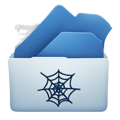 blue folder icon with a spiderweb on top sticker