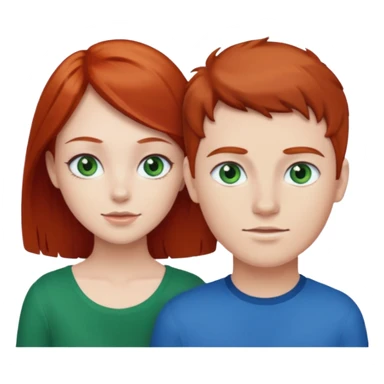 red head girl with brunette boy couple blue/green eyes sticker