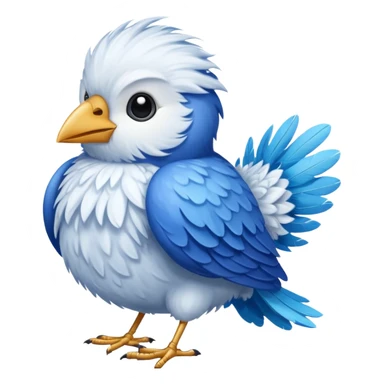 vhite and blue feathered bird sticker