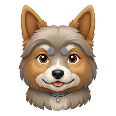 Old yorkie with a huskey sticker