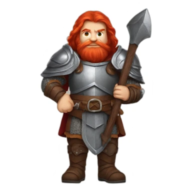 A red hair dwarf warrior with a greataxe sticker