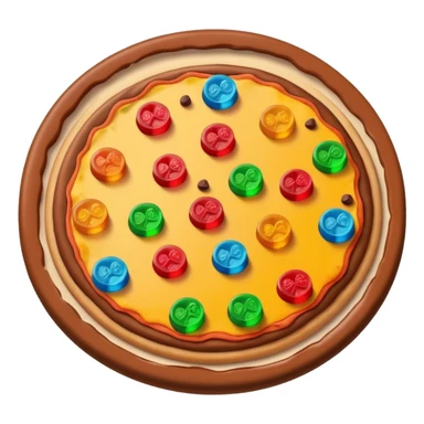slice of pizza with gummy bears and chocolate candies as toppings sticker
