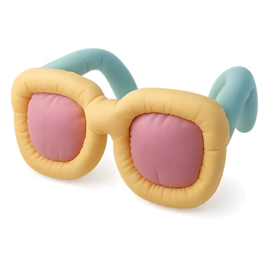 plush cushion sunglasses, stylized and soft, playful colors sticker
