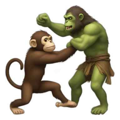 a monkey beating an ogre sticker