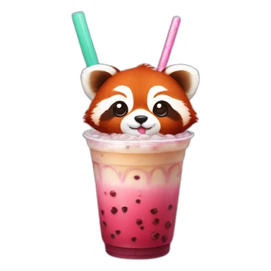 red panda with taro bubble tea sticker