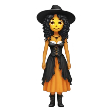 Chica guapa  pelo largo y suelto vestida de bruja de Halloween sticker