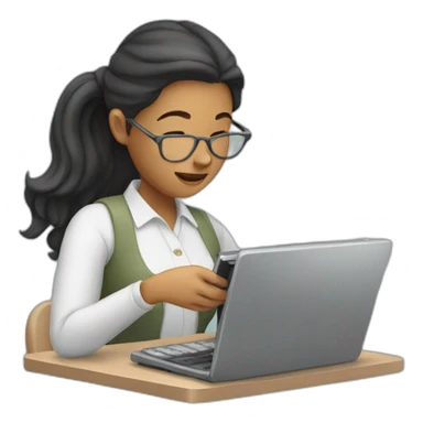 woman typing on her phone sticker