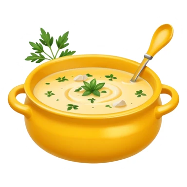 cheese soup with garlic, in yellow bowl sticker