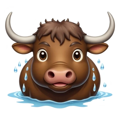 A funny water buffalo in the water  sticker