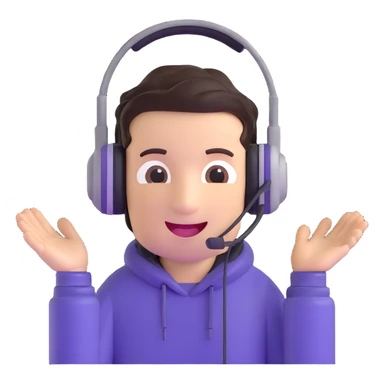 excited gamer character with headset sticker