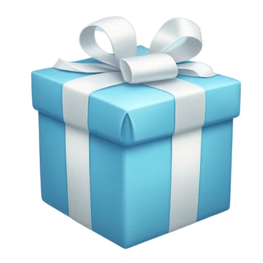 Light blue present with white ribbon bow sticker