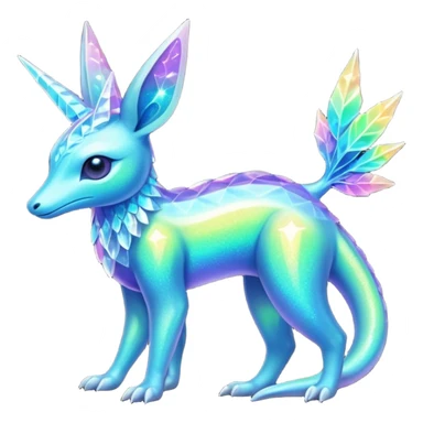 Shiny Exotic Colorful Neon-colored Ethereal Sparkly Amaura-Aurorus-Fakémon-hybrid-creature (full body)  sticker