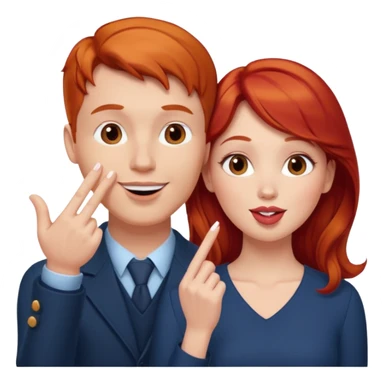 couple consisting of white man and redhead woman blowing eachother a kiss  sticker