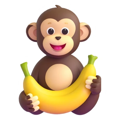gibbon with banana, smiling sticker