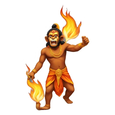 Hanuman burning lanka with tail on fire sticker